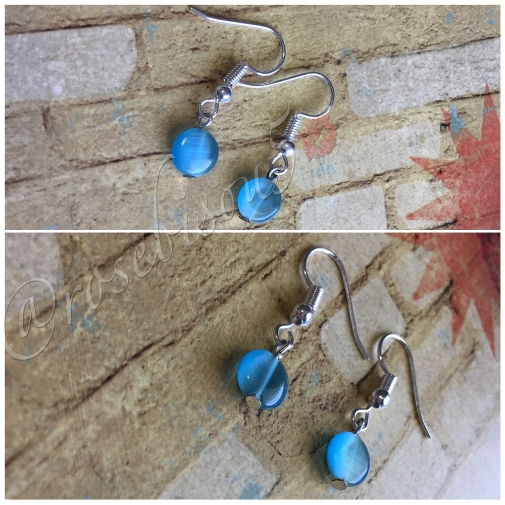 💧HP! Minimalist Aqua Glass Bead Dainty Earrings - Picture 8 of 8